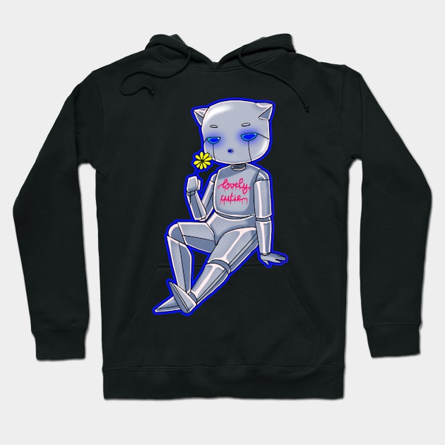 Robot cat blue Hoodie by L’étoile stéllaire